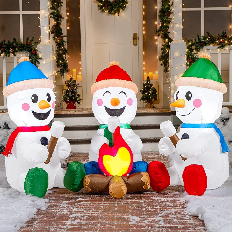 6ft Long Small Snowmen with Campfire Christmas Inflatable