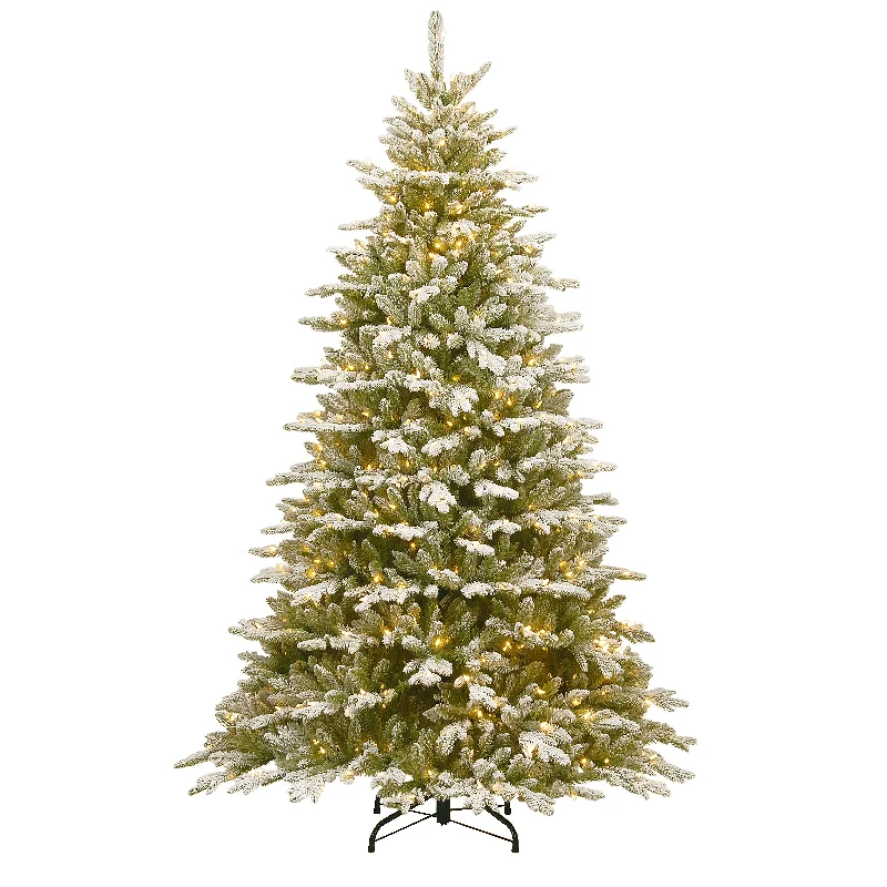 Christmas Music 7.5 ft. Pre-Lit Snowy Sierra Spruce Tree with Clear Lights