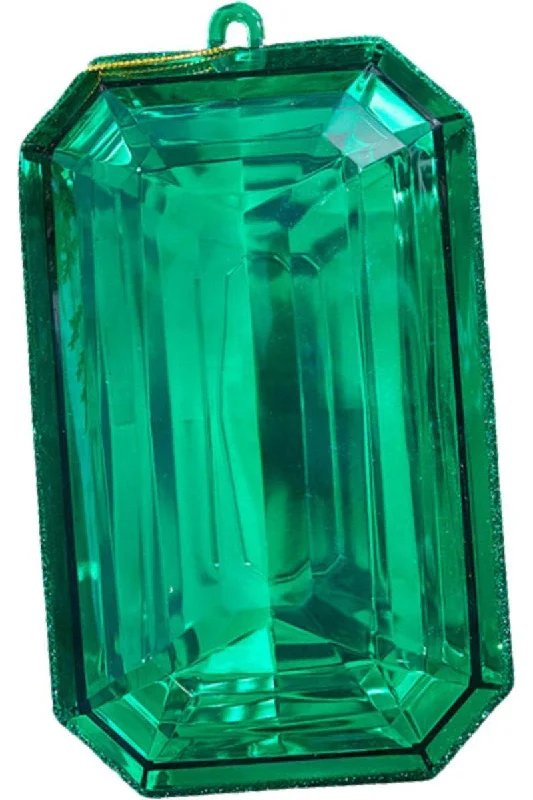 Christmas Shopping 8" Acrylic Rectangle Jewel Ornament: Emerald Green