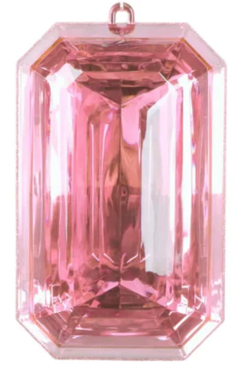 Christmas Bells 8" Acrylic Rectangle Jewel Ornament: Light Pink