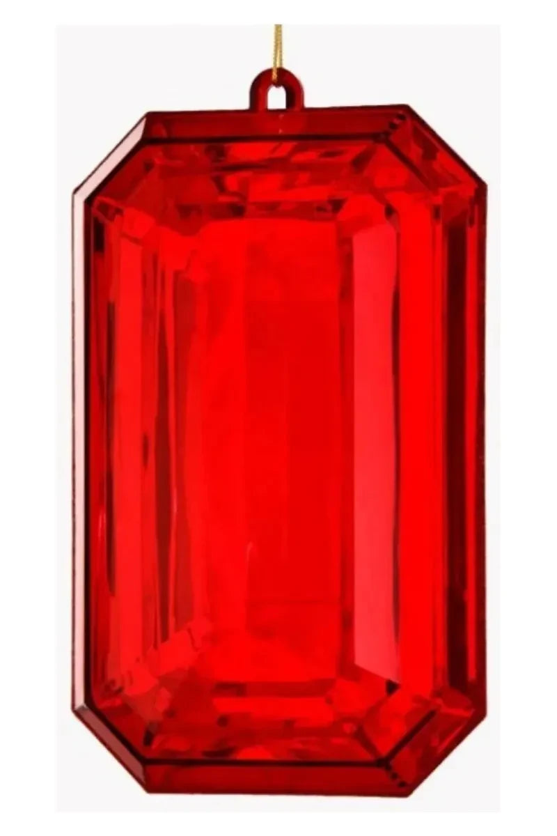 Christmas Day 8" Acrylic Rectangle Jewel Ornament: Red