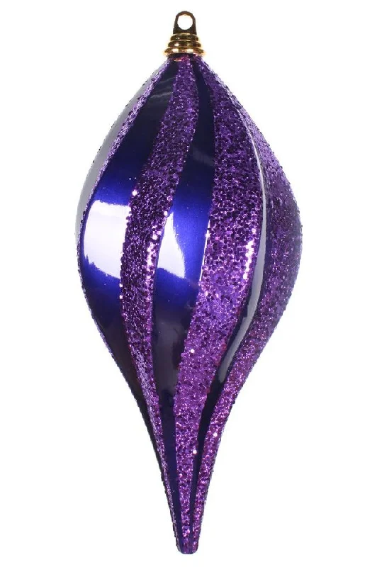 Christmas Peaceful Holiday Mornings 8" Candy Glitter Swirl Drop Ornament: Purple