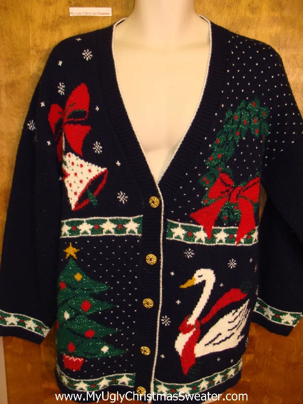 Holiday Treats 80s Acrylic Mess Ugly Christmas Sweater Cardigan