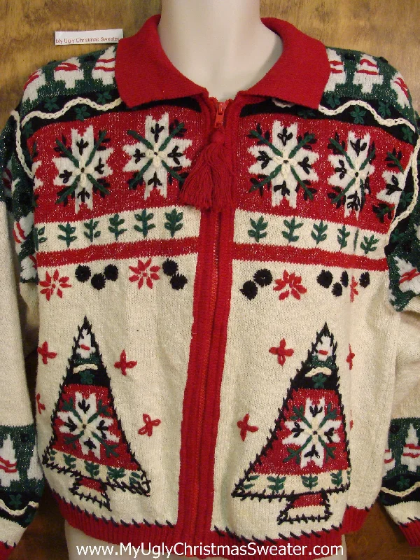 Christmas Songs 80s Nordic Cheesy Christmas Jumper Sweater with Trees