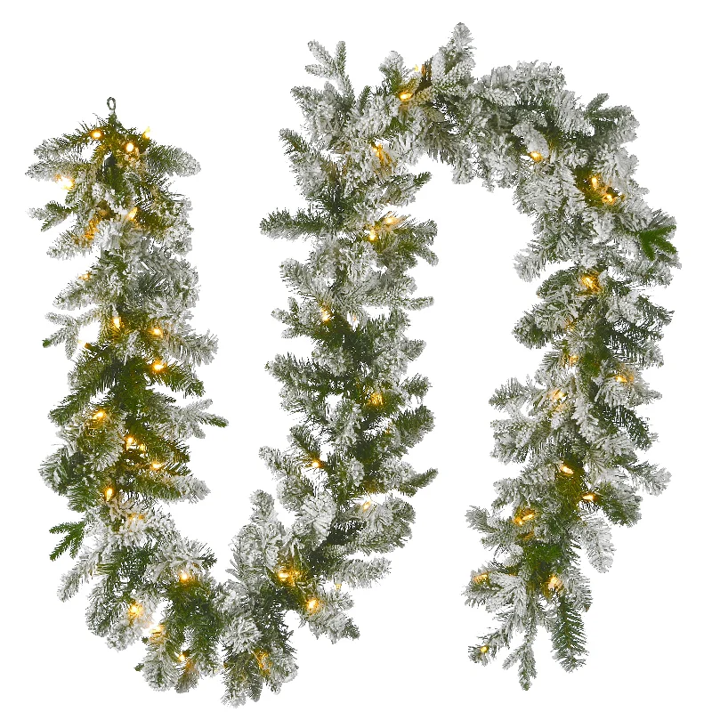 Christmas Party 9 ft. Pre-Lit Iceland Fir Garland with LED Lights