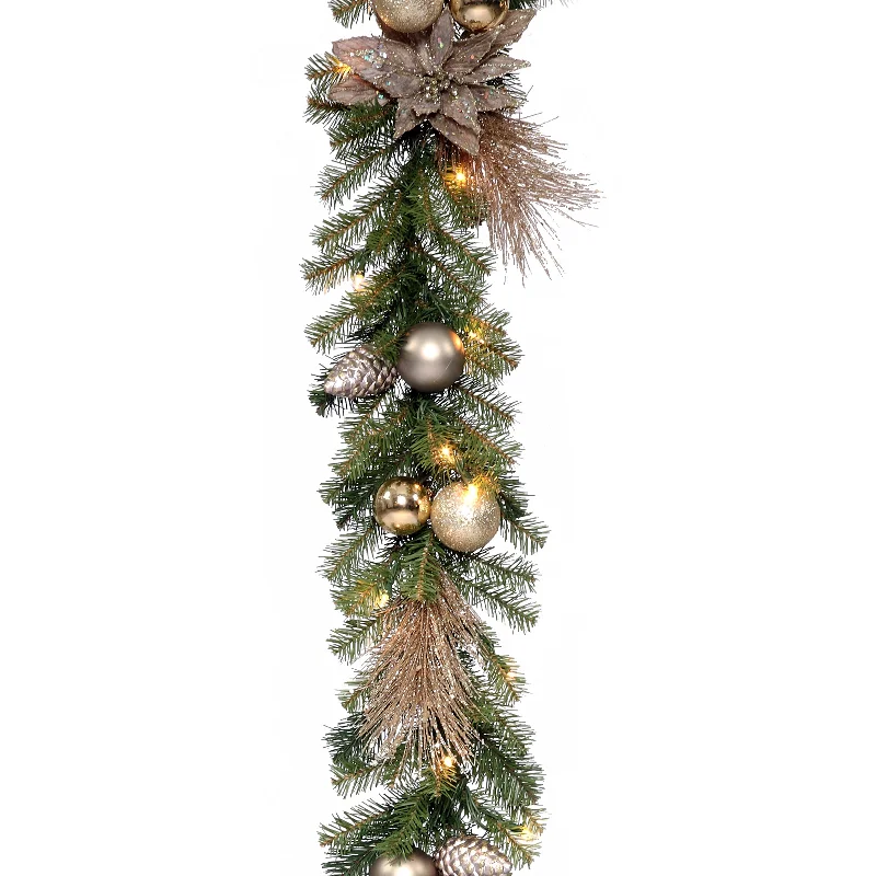 Christmas Church Service 9 ft. Pre-Lit Metallic Garland with Clear Lights