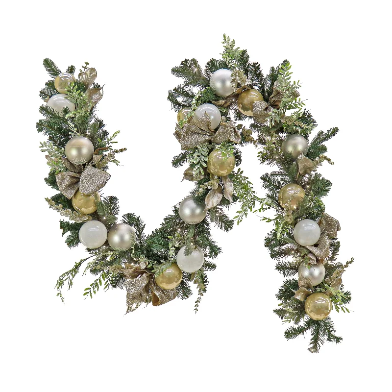 Christmas Caroling 9 ft. Pre-Lit Yuletide Glam Garland with LED Lights