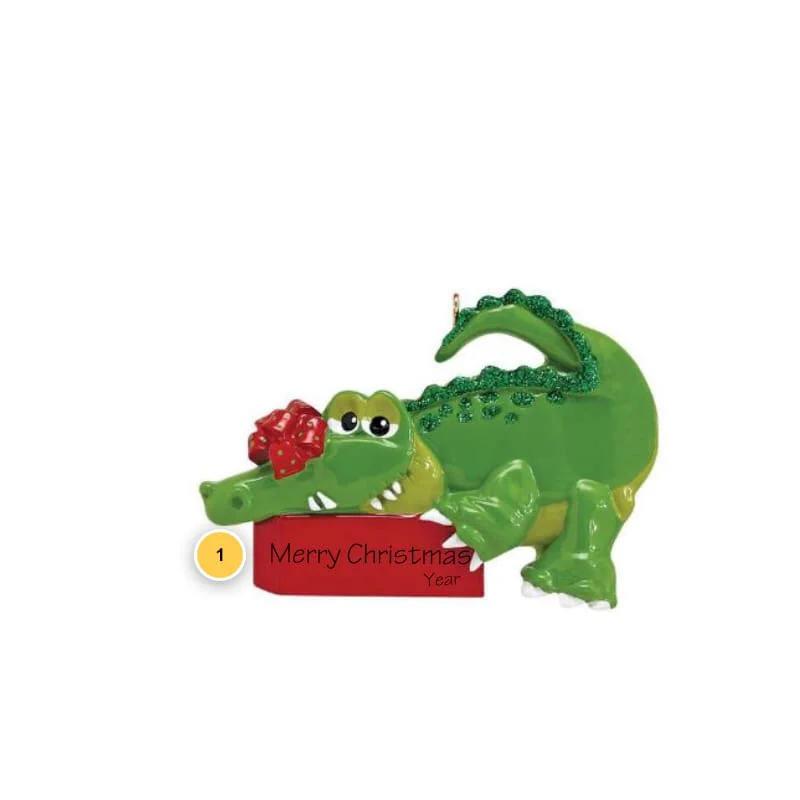 Christmas Baking Alligator Carrying Presents Personalized Ornament