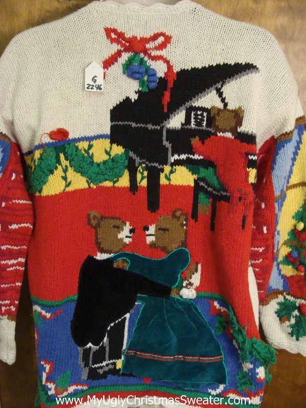 Christmas Winter Scenery Amazing 2sided 80s BEST Light Up Ugly Xmas Sweater