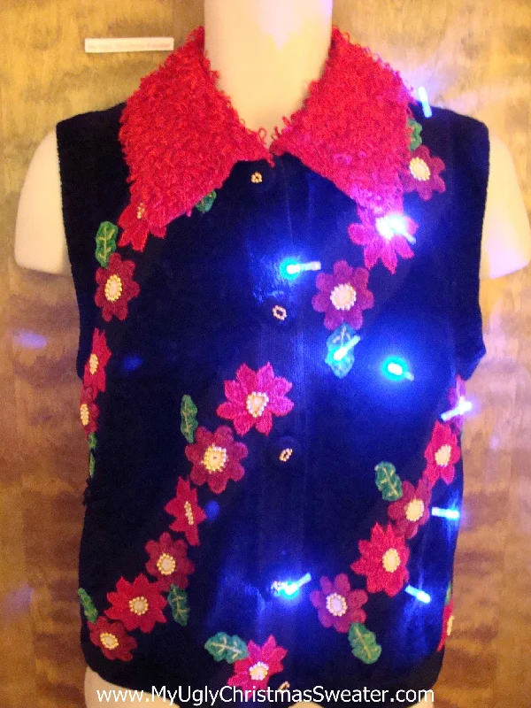 Christmas Festive Candle Arrangements Amazing Poinsettias Light Up Ugly Xmas Sweater Vest with Furry Collar Christmas Festive Candle Arrangements Amazing Poinsettias Light Up Ugly Xmas Sweater Vest with Furry Collar
