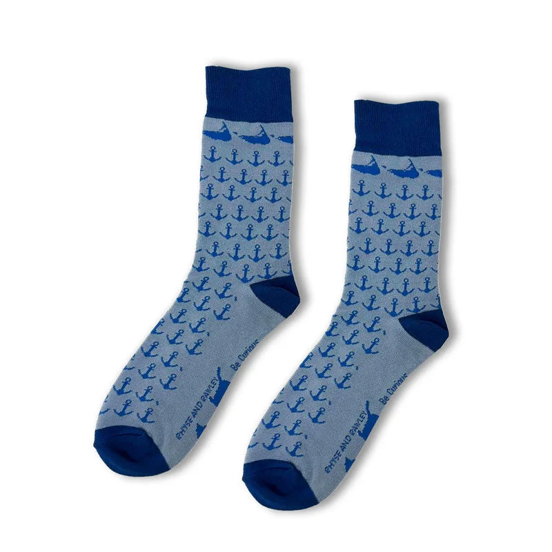 Christmas Festive Festivities Anchor Socks in Grey
