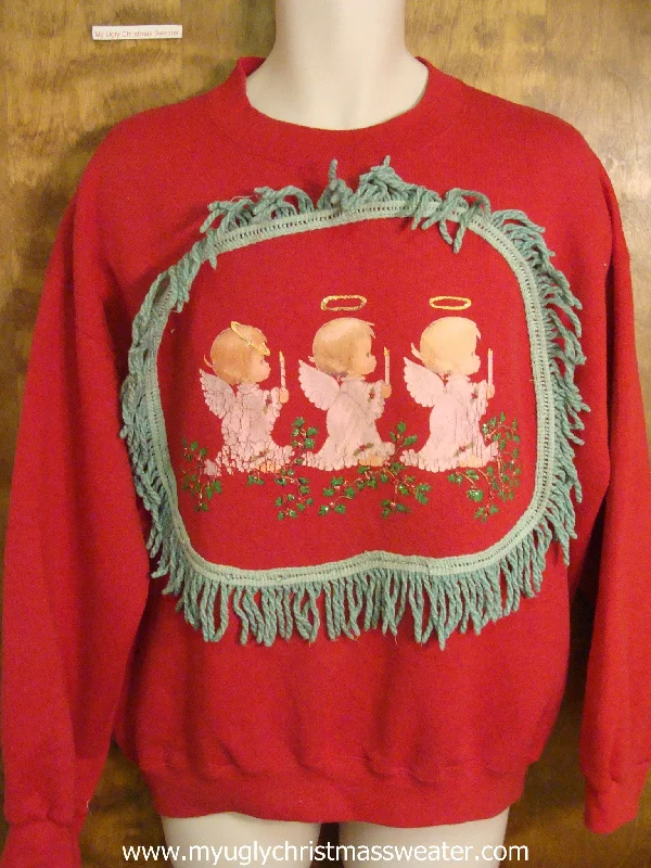 Angel Trio Red Christmas Sweatshirt