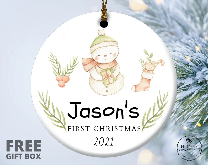 Christmas Wonderland Baby First Christmas Ornament,  Personalized 1st Christmas Baby Ornament, Custom Baby Boy Name, Christmas Ornament Gifts, Baby Ornament