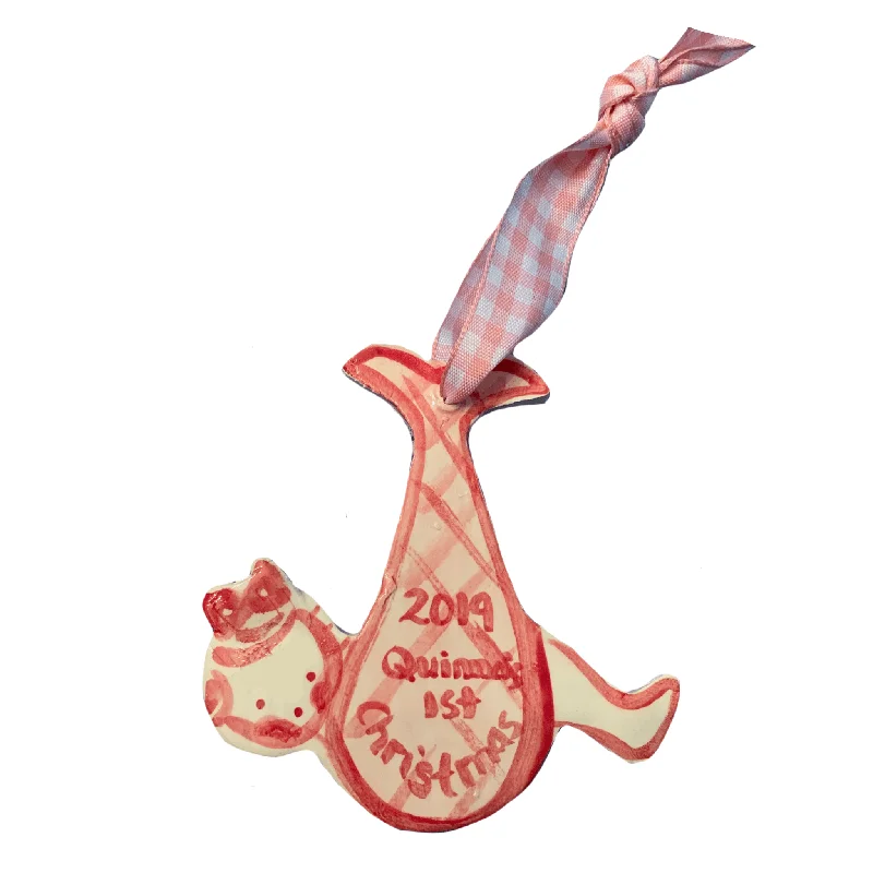 Christmas Sparkly Fairy Lights Baby's First Christmas Ornament - red