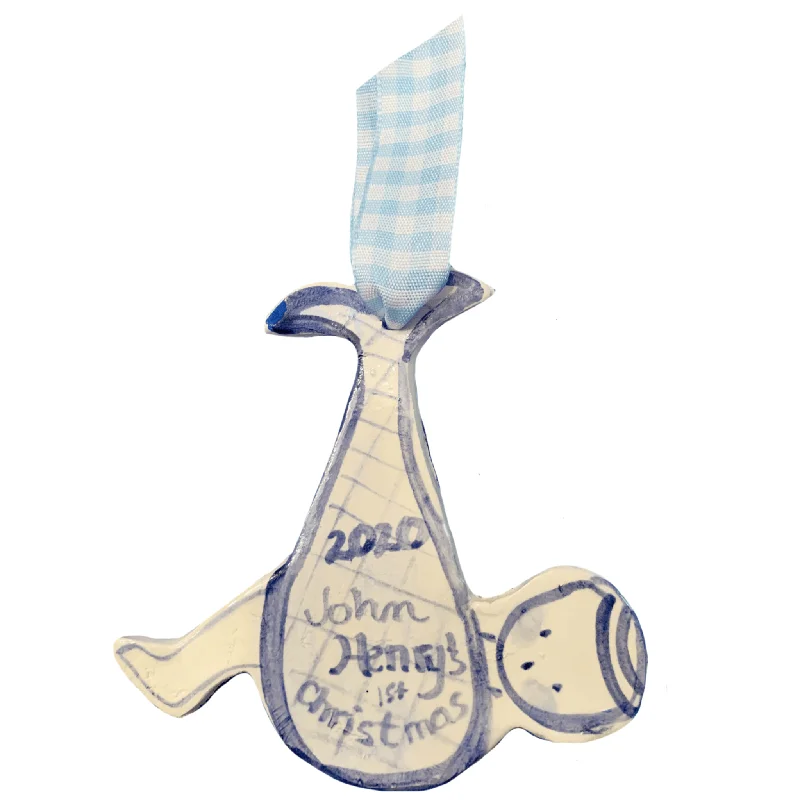 Holiday Fun Baby's First Christmas Ornament - blue