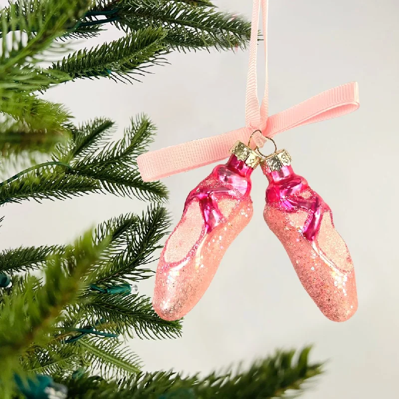 Christmas Dinner Pink Ballet Shoes Ornament