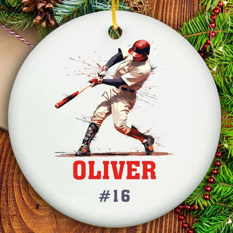 Christmas Stocking Stuffers Baseball Ornament - Ceramic
