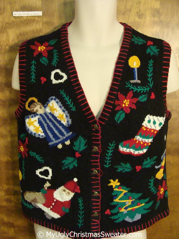 Christmas Star Best 80s Angel and Santa Christmas Sweater Vest