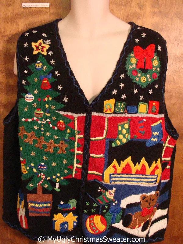 Christmas Sparkling Holiday Glow Best 80s Colorful Busy Christmas Sweater Vest