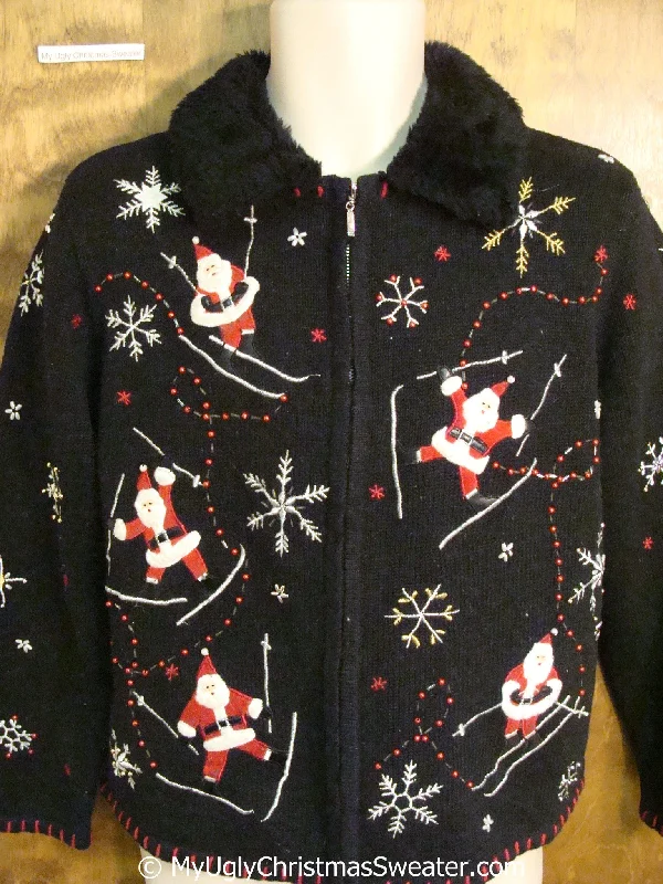 Christmas Family Traditions Best Fun Ugly Christmas Sweater with Skiing Santas