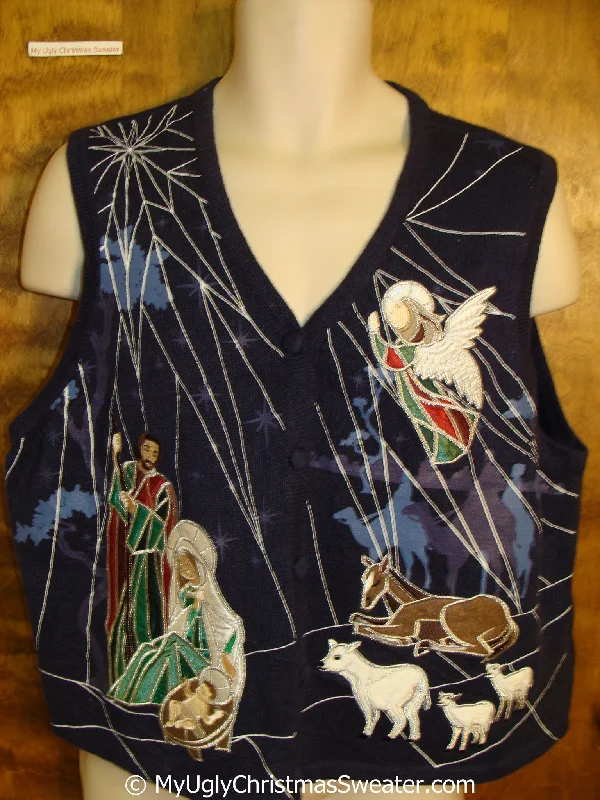 Christmas Wrapping BEST Mary and Jesus Religous Christmas Sweater Vest