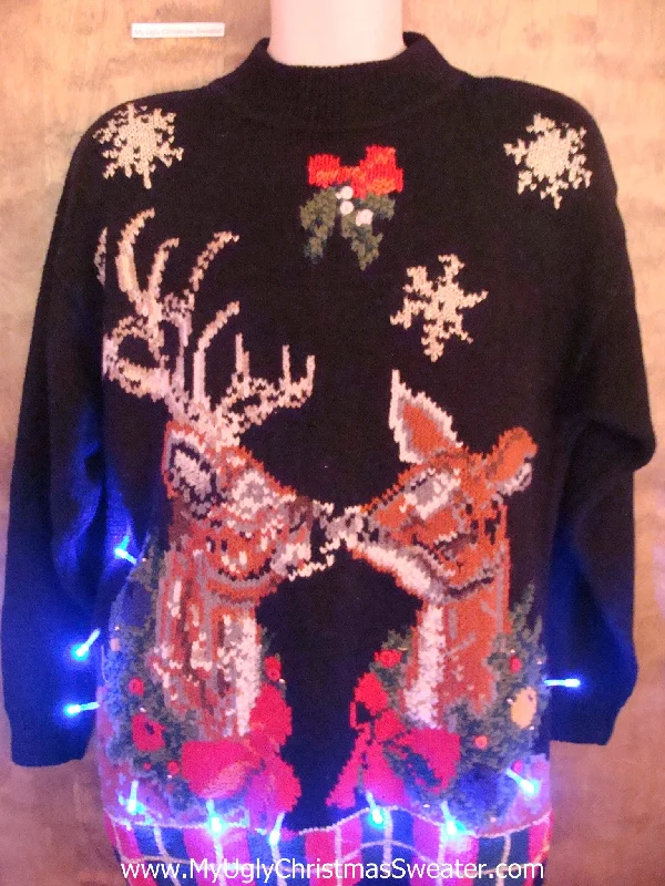Christmas Centerpiece BEST Reindeer in Love 80s Light Up Ugly Xmas Sweater