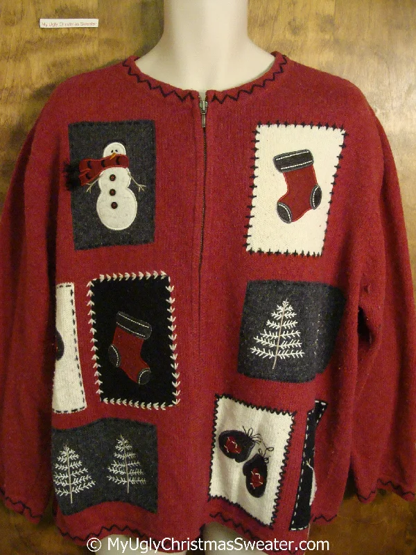 Christmas Dreamy Snowfall Big XXXL Red Crafty Ugly Christmas Sweater