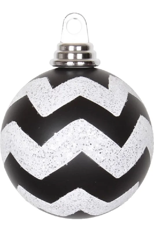 Snowy Christmas Black-White Chevron Christmas Ornaments (Set of 4)
