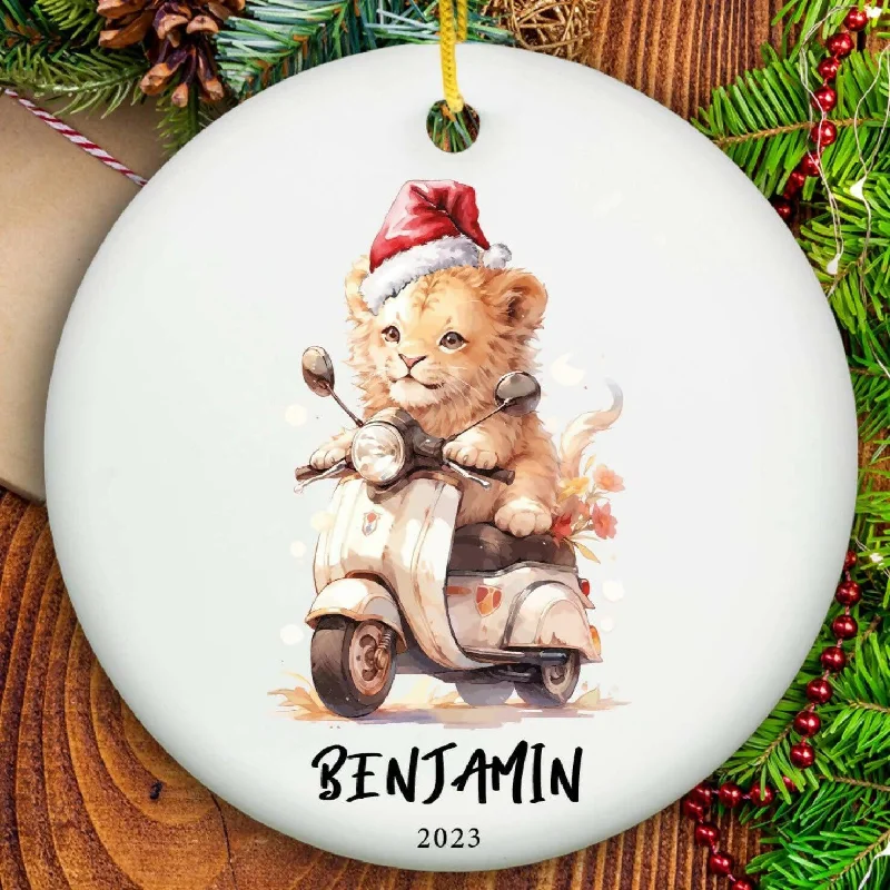 Christmas Pine Tree Boys Christmas Lion King Ornament - Ceramic