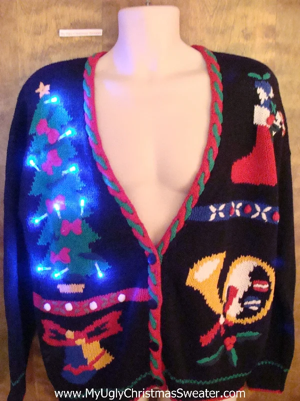 Christmas Wrapped With Love Bright Tree 80s Light Up Ugly Xmas Sweater