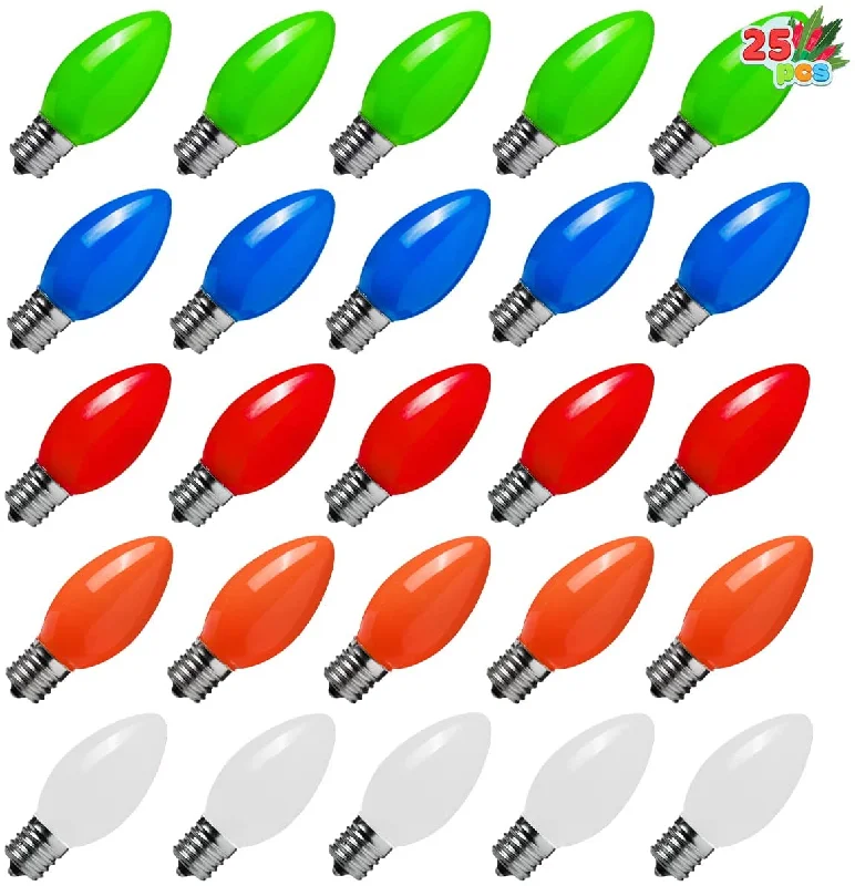 Christmas Market C9 Incandescent Bulb Replacement Multicolor Bulbs 25 Packs