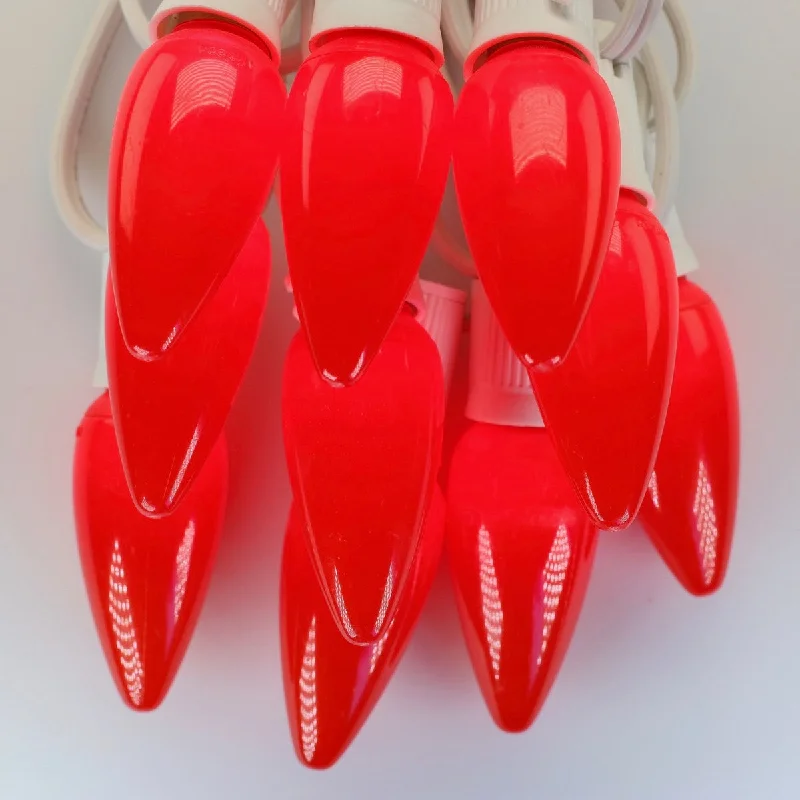 Festive Season C9 Red Smooth Opaque LED Bulbs E17 Bases (SMD) (25 Pack)