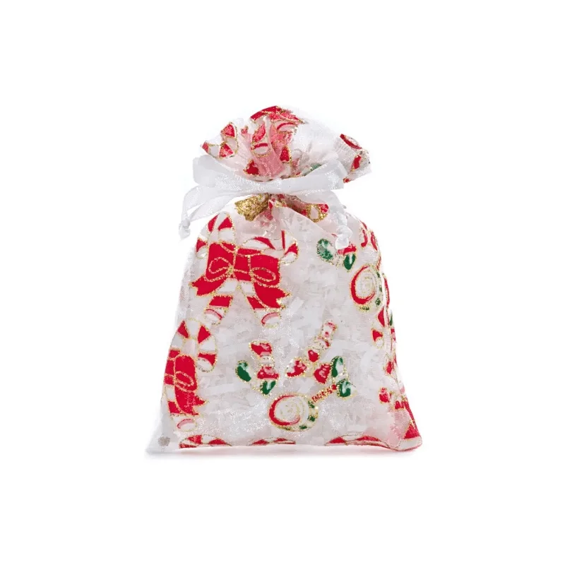 Christmas Movie Night Candy Canes Christmas Bag With White Ribbon