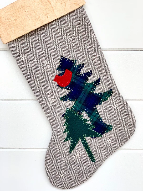 Cardinal in the Pines Christmas Stocking