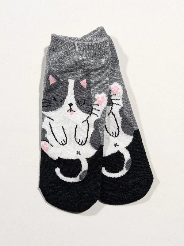 Christmas Twinkling Star Lights Cat Licking Ankle Socks