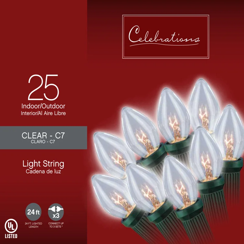 Christmas Countdown Celebrations Incandescent C7 Clear 25 ct String Christmas Lights 25 ft. Christmas Countdown Celebrations Incandescent C7 Clear 25 ct String Christmas Lights 25 ft.