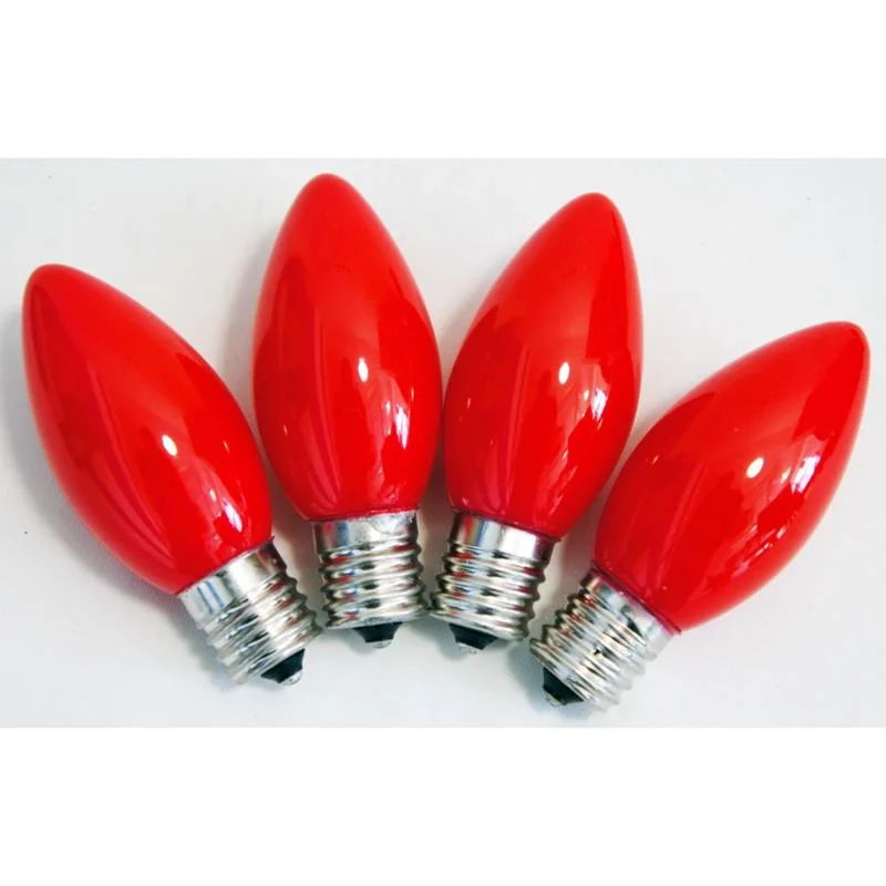 Christmas Holiday Street Decorations Celebrations Ceramic C9 Incandescent Replacement Bulb Red 4 lights