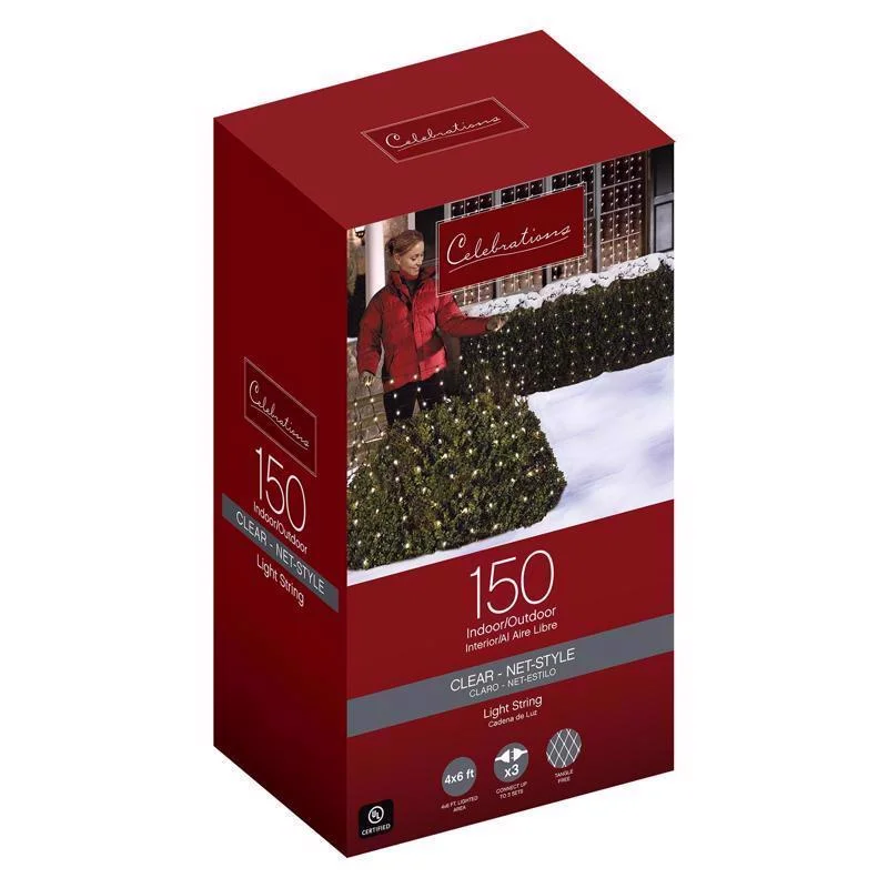 Christmas Tree Celebrations Clear/Warm White Mini Style Incandescent Christmas Net Light Set 24 L sq. ft. Christmas Tree Celebrations Clear/Warm White Mini Style Incandescent Christmas Net Light Set 24 L sq. ft.