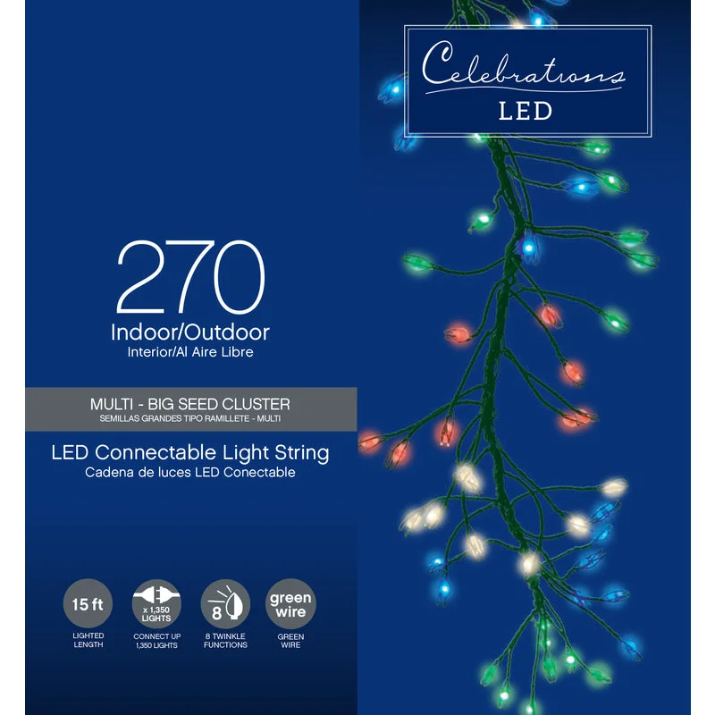 Christmas Decor Celebrations LED Micro Dot/Fairy Multicolored 270 ct String Christmas Lights 15 ft.