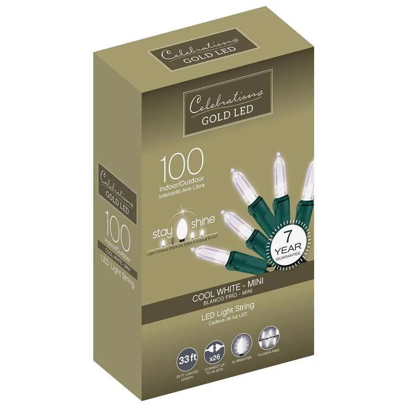 Christmas Cookies Celebrations Gold LED Mini Cool White 100 ct String Christmas Lights 33 ft. Christmas Cookies Celebrations Gold LED Mini Cool White 100 ct String Christmas Lights 33 ft.