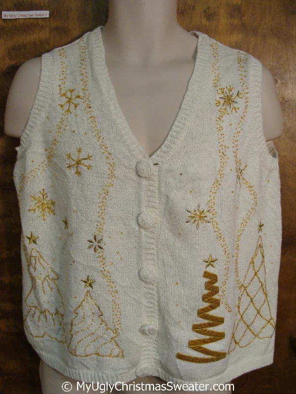 Christmas Celebration Cheap 2sided Golden Trees Christmas Sweater Vest