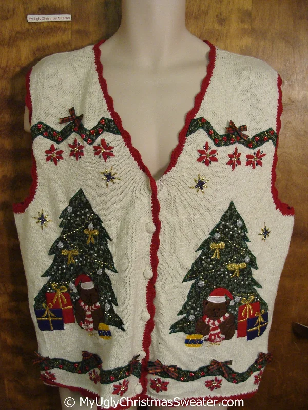 Christmas Holly Berry Wreaths Cheap 80s Style Christmas Sweater Vest with Bears