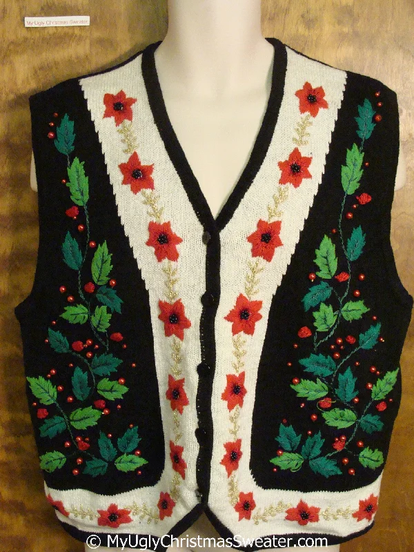 Christmas Jolly Festivities Cheap Big Size Christmas Sweater Vest with Ivy