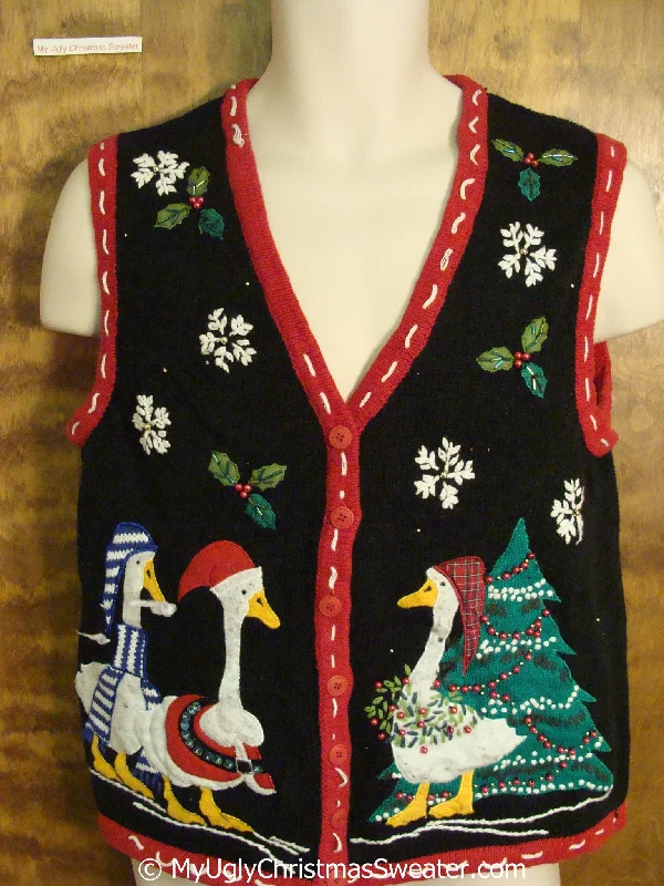 Christmas Movie Night Cheap Christmas Goose 2sided Sweater Vest