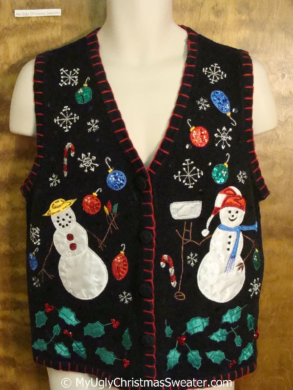 Christmas Traditional Holiday Feasts Cheap Christmas Sweater Vest with Snowmen