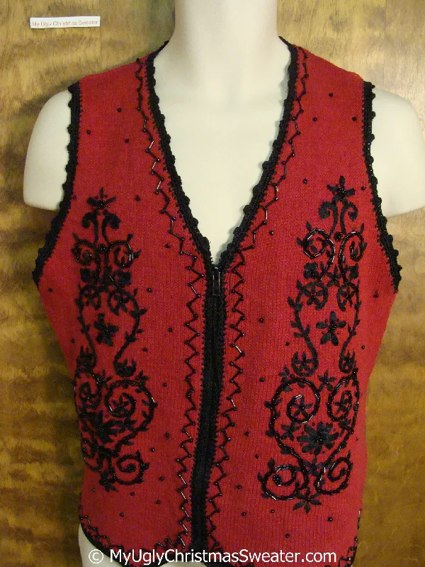 Christmas Icy Wonderland Cheap Classic Red and Black Nordic Ugly Christmas Sweater Vest