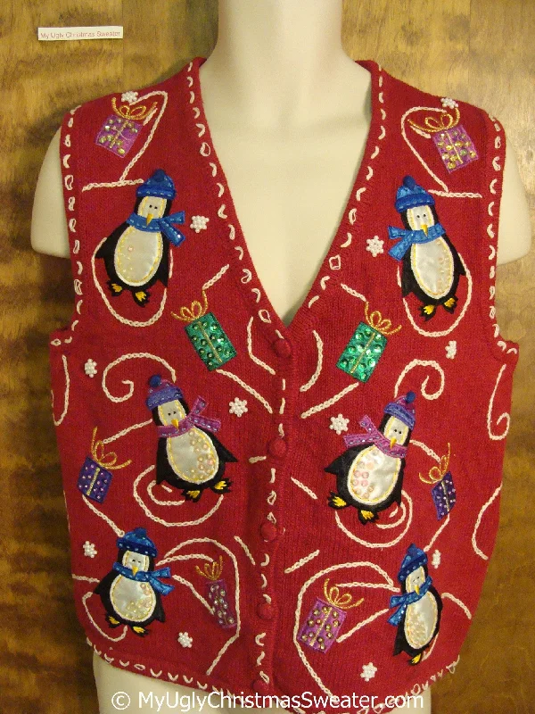 Christmas Church Service Cheap Happy Penguins Christmas Sweater Vest