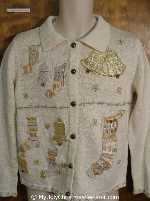 Christmas Tree Cheap Ivory and Golden Ugly Christmas Sweater