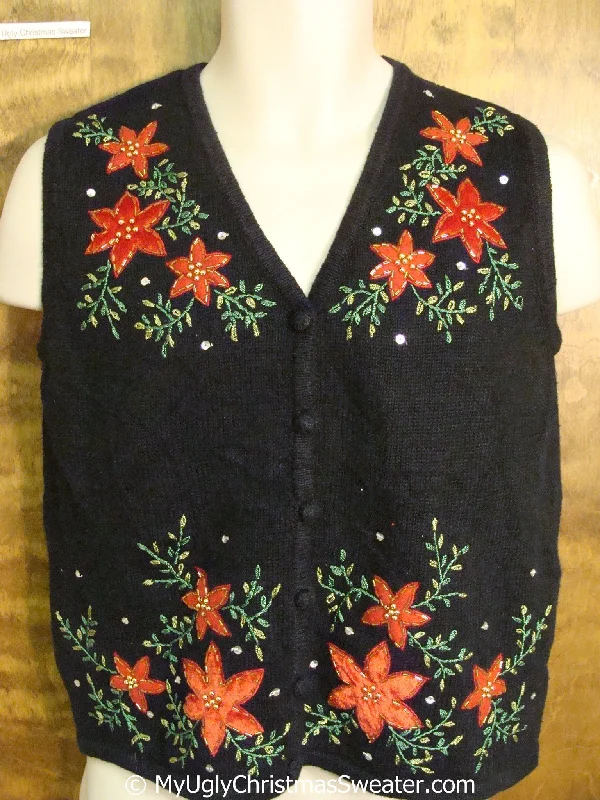 Christmas Feast Cheap Ivy and Poinsettias Christmas Sweater Vest