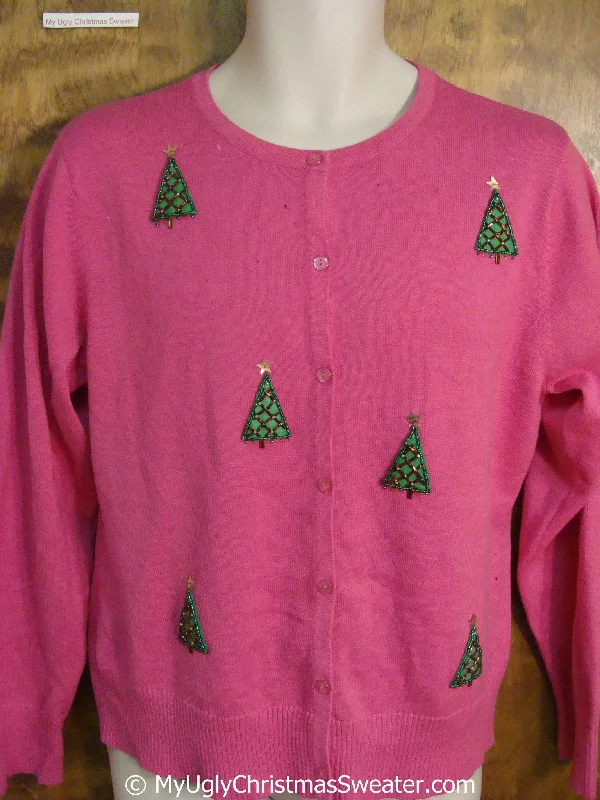 Christmas Twinkling Star Lights Cheap Pink Ugly Christmas Sweater